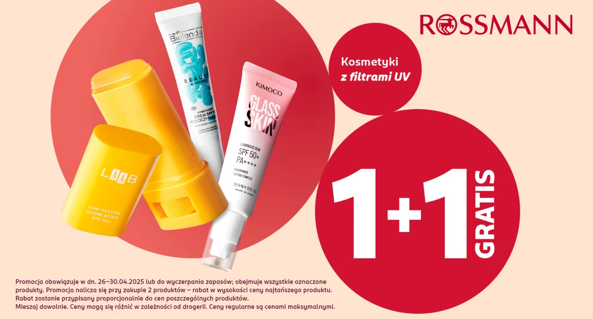Promocja „1+1 gratis” na SPF w Rossmannie