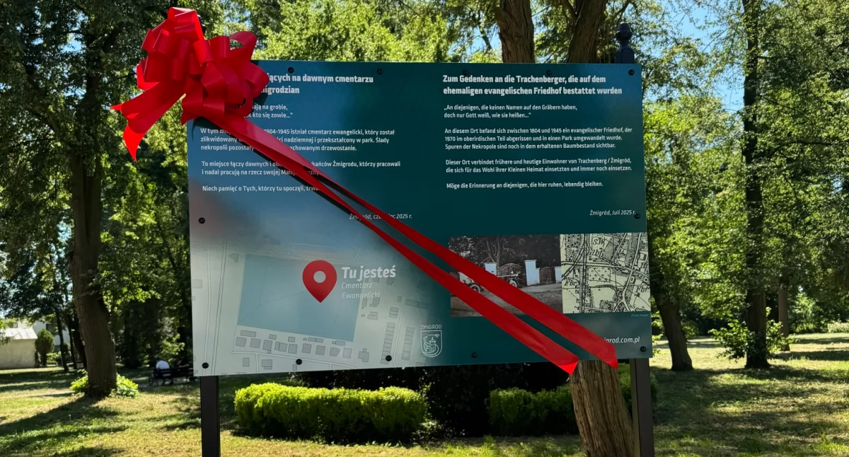 Upamiętnienie dawnego cmentarza ewangelickiego w Żmigrodzie