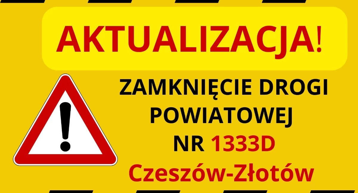 AKTUALIZACJA: Zamknięcie drogi Czeszów - Złotów