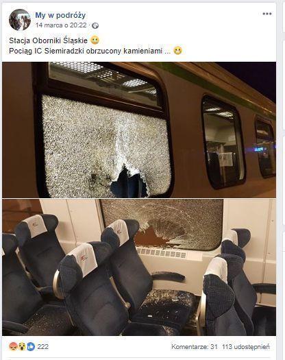 Kamieniami w szybę jadącego pociągu