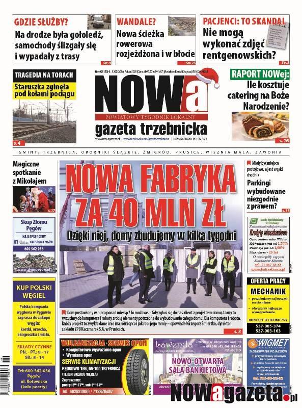 Przypominamy, że w sprzedaży jest 49/2018 numer NOWej gazety trzebnickiej