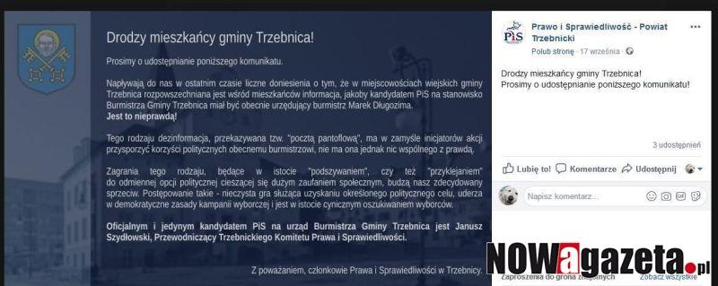Obecny burmistrz podszywa się pod PiS?