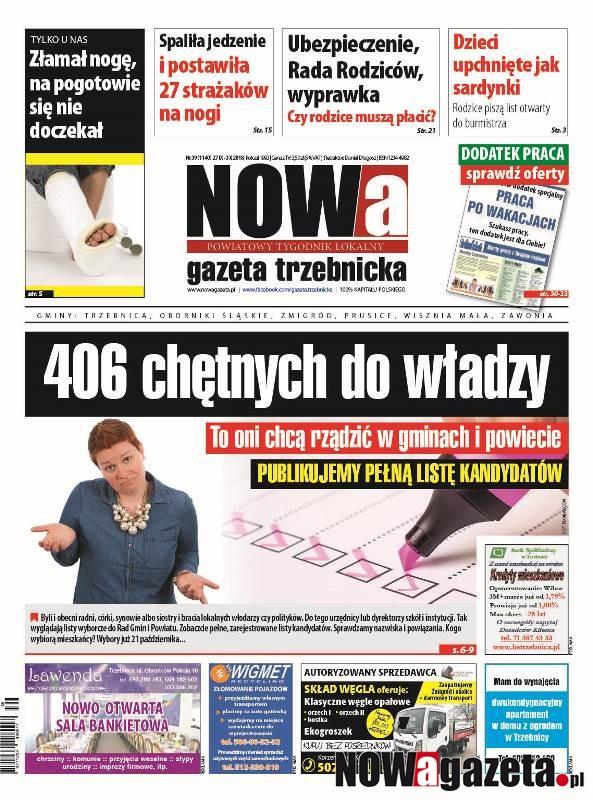 Już od dziś w sprzedaży 39/2018 numer NOWej gazety trzebnickiej