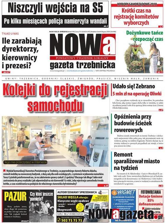 Już od dziś w sprzedaży 34/2018 numer NOWej gazety trzebnickiej