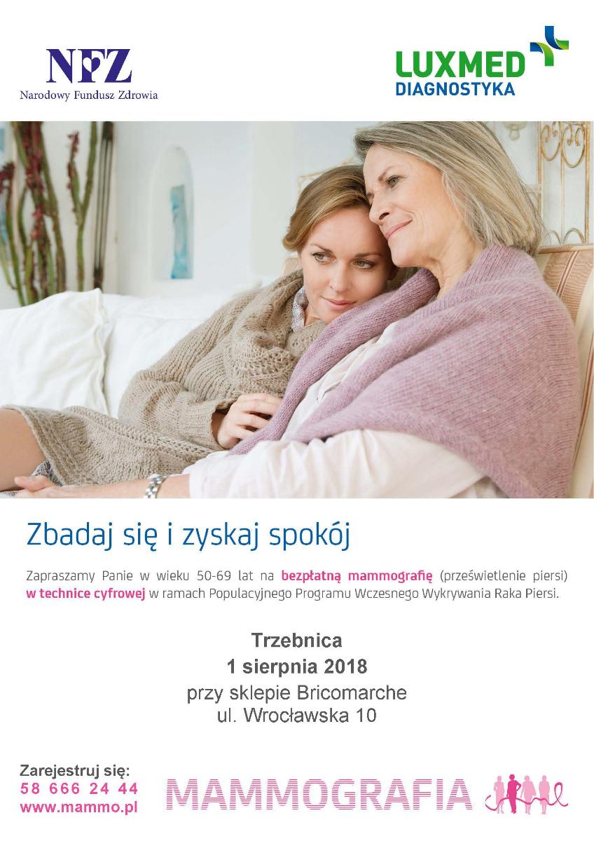 Zbadaj się i zyskaj spokój! Już jutro mammografia w Trzebnicy