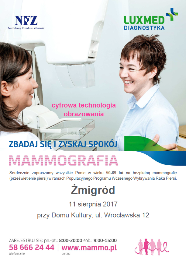 Bezpłatne badania mammograficzne