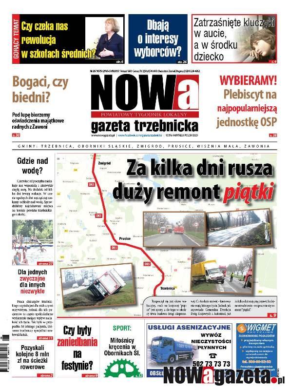 Już od czwartku w sprzedaży 26/2017 numer NOWej gazety trzebnickiej