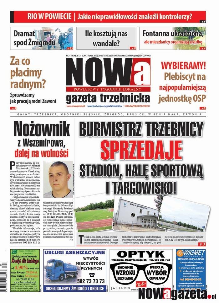 Od czwartku w sprzedaży 21/2017 numer NOWej gazety trzebnickiej