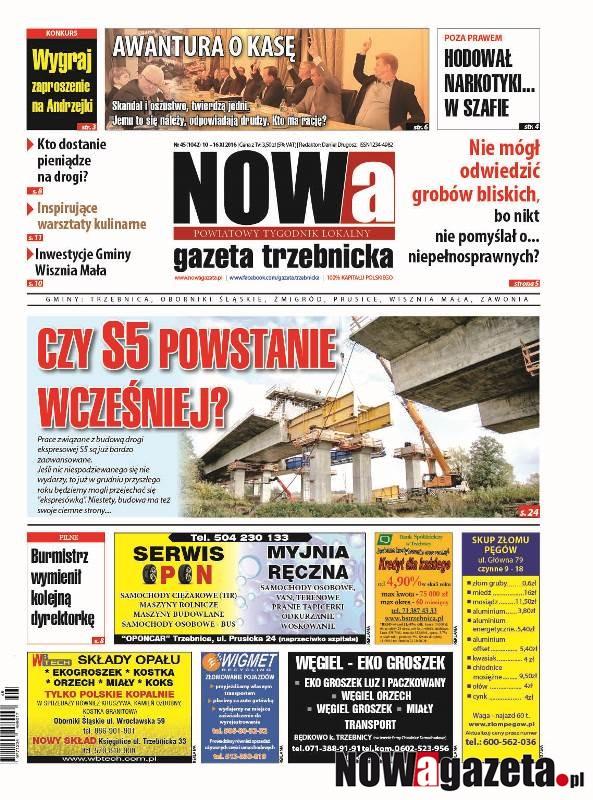 Już jutro ukaże się 45/2016 numer NOWej gazety trzebnickiej