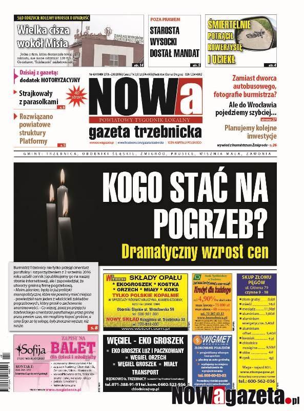 Już jutro ukaże się 43/2016 numer NOWej gazety trzebnickiej