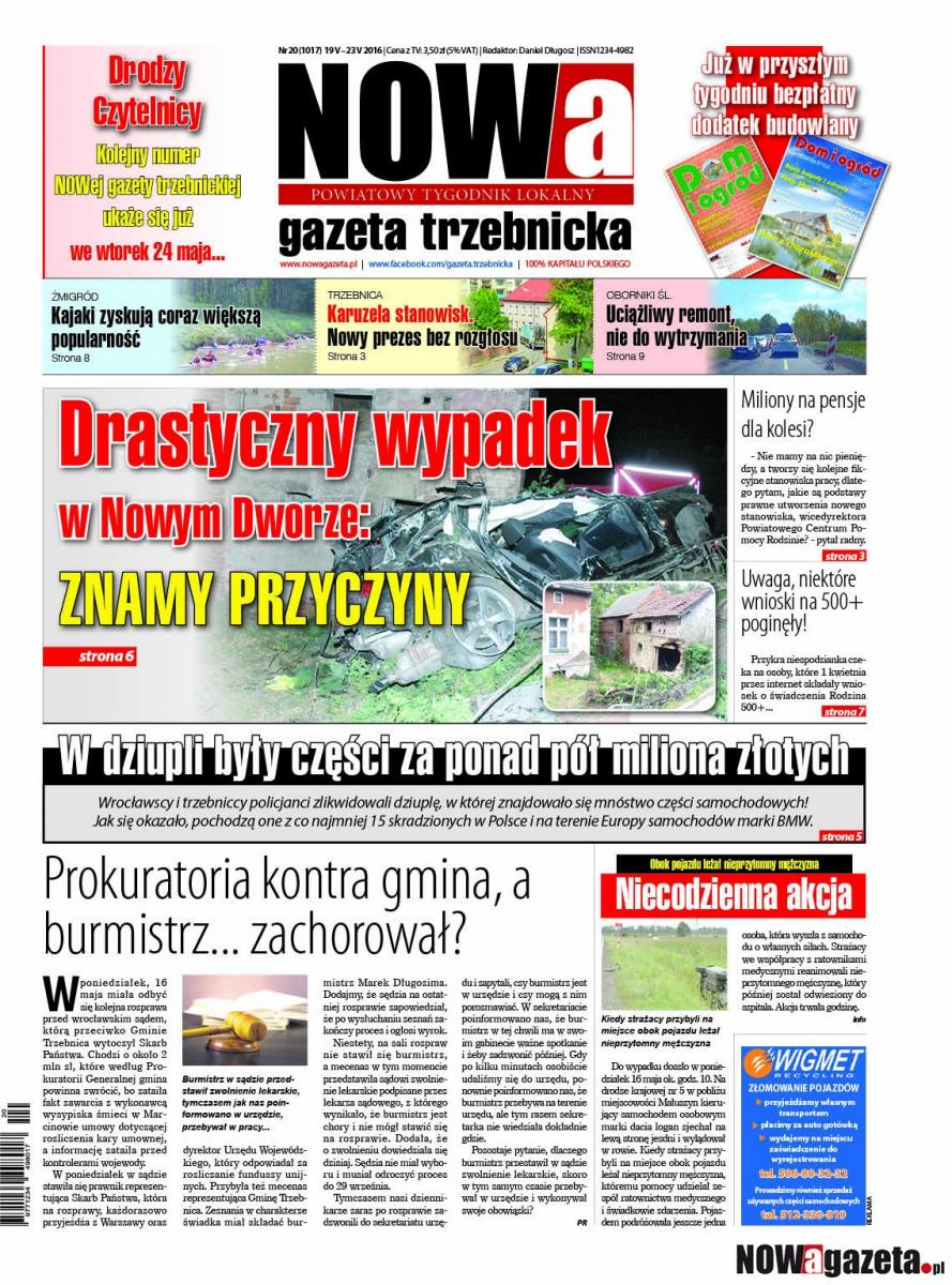 Już jutro ukaże się 20/2016 numer NOWej gazety trzebnickiej