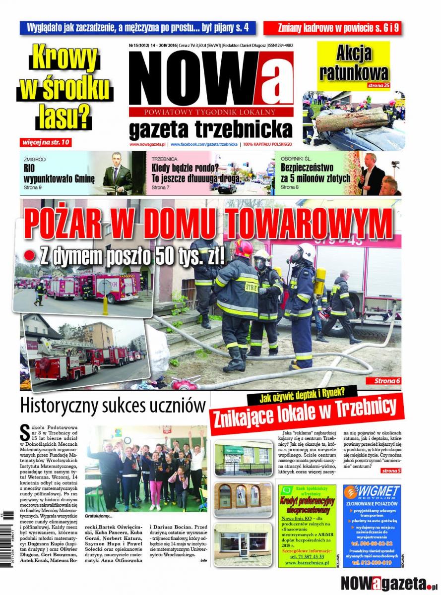 Już jutro ukaże się 15/2016 numer NOWej gazety trzebnickiej