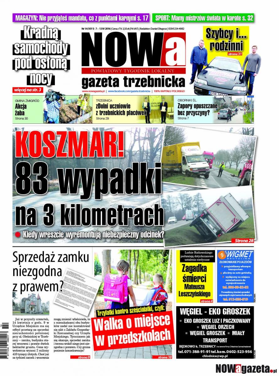 Już jutro ukaże się 14/2016 numer NOWej gazety trzebnickiej