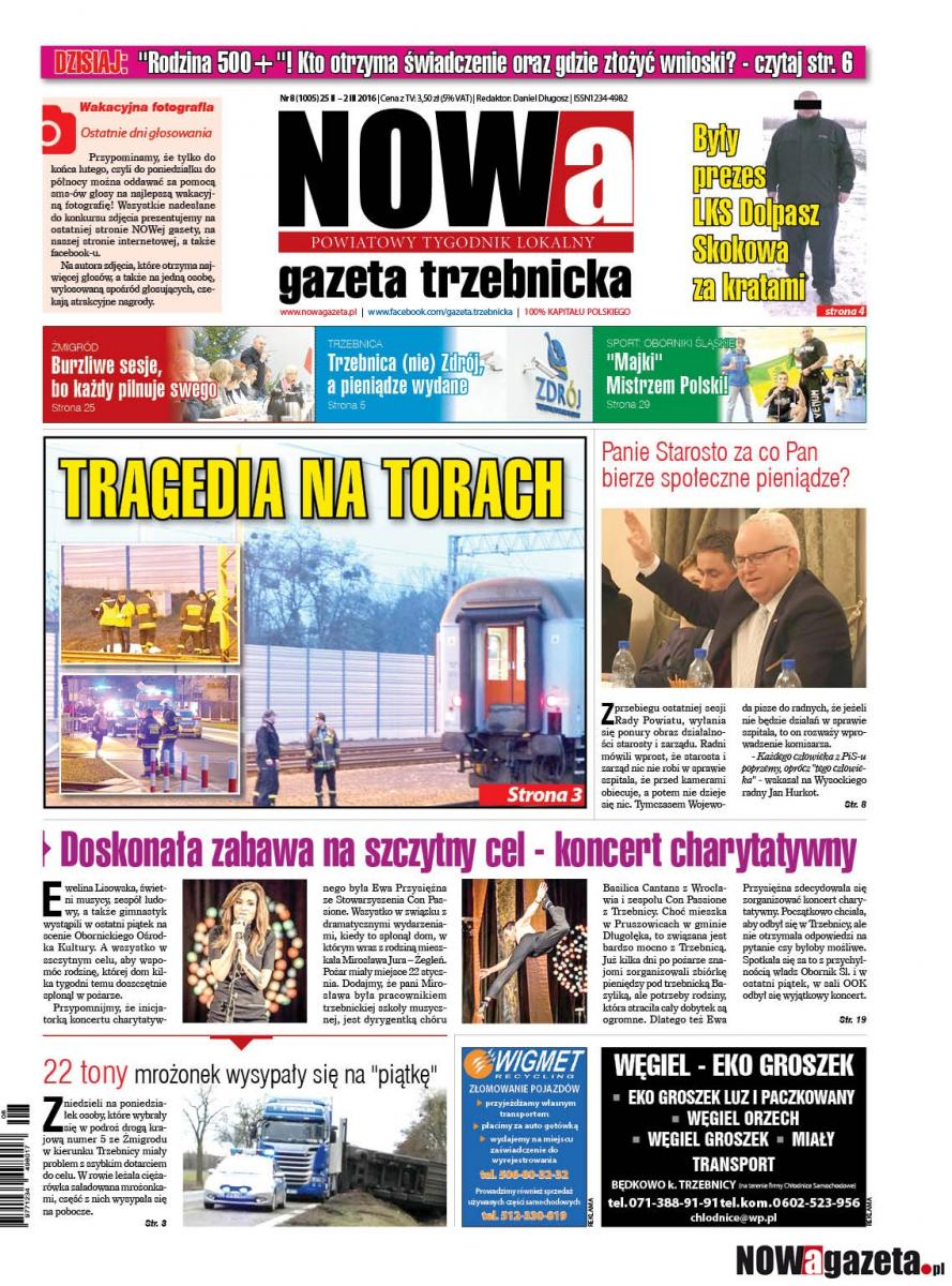Już jutro ukaże się 8/2016 numer NOWej gazety trzebnickiej