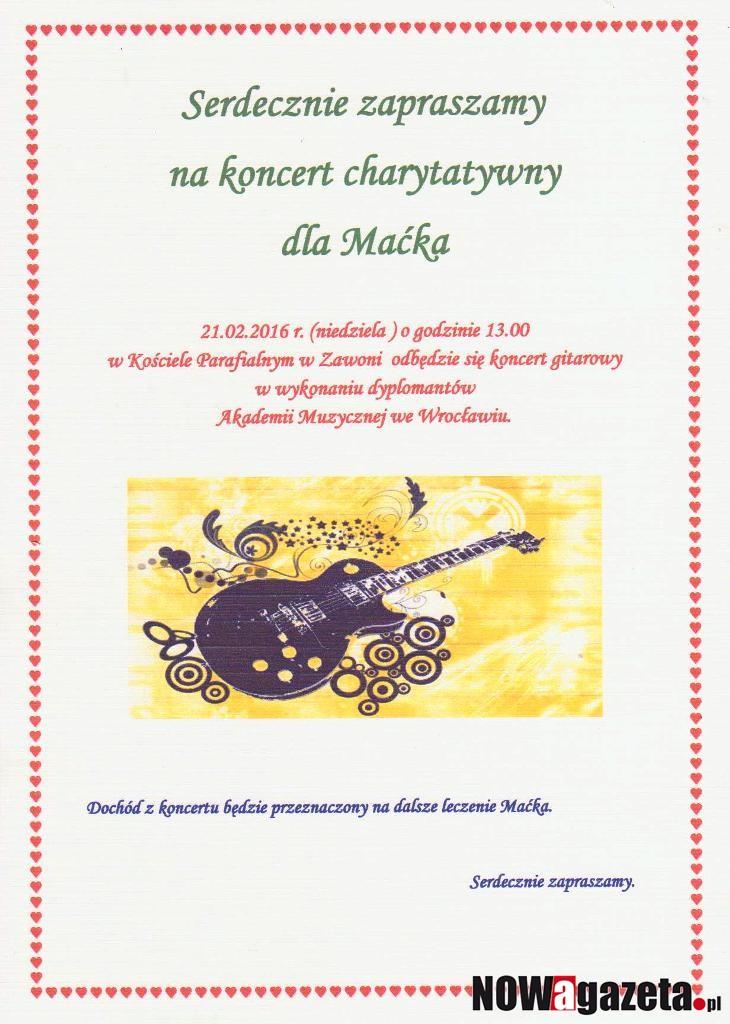 Koncert charytatywny w Zawoni