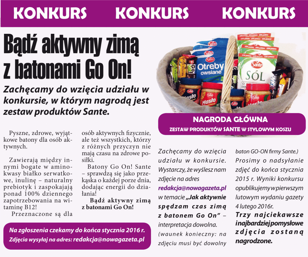 KONKURS: Bądź aktywny zimą z batonami Go On!