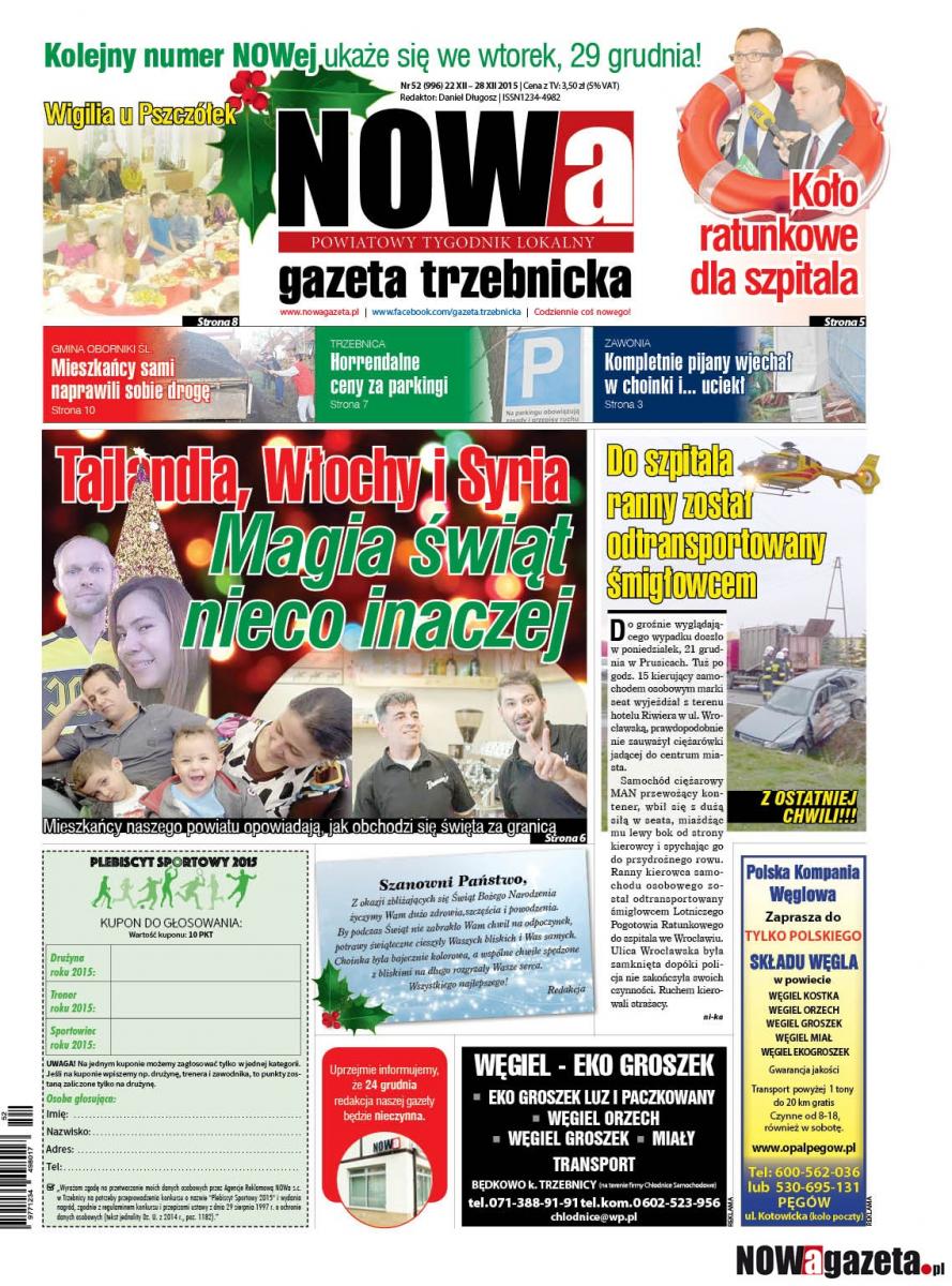 Już jutro ukaże się najnowszy 52/2015 numer NOWej gazety trzebnickiej