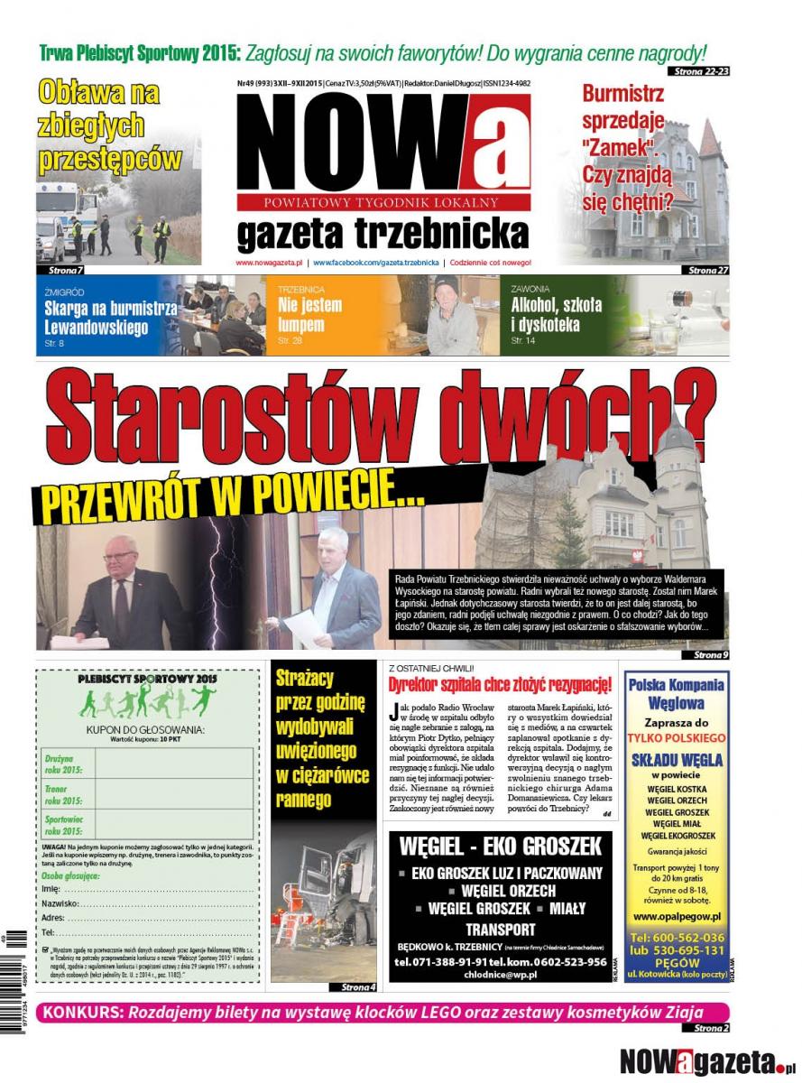 W czwartek ukaże się 49/2015 numer NOWej gazety trzebnickiej