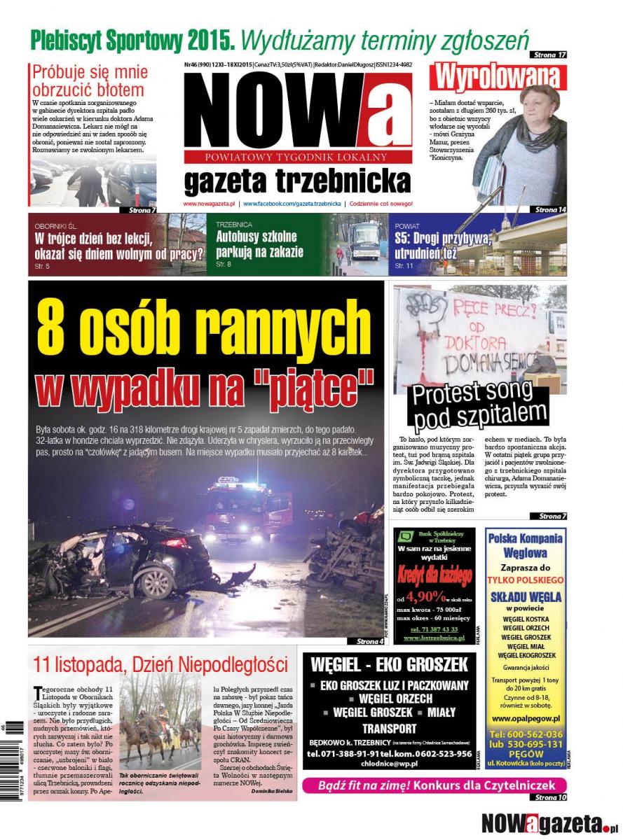 W czwartek ukaże się 46/2015 numer NOWej gazety trzebnickiej