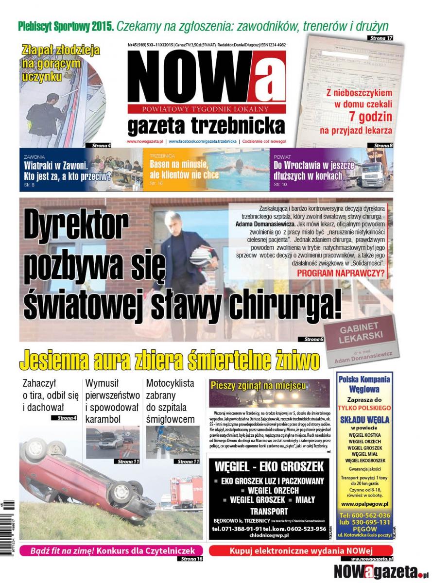 W czwartek ukaże się 45/2015 numer NOWej gazety trzebnickiej