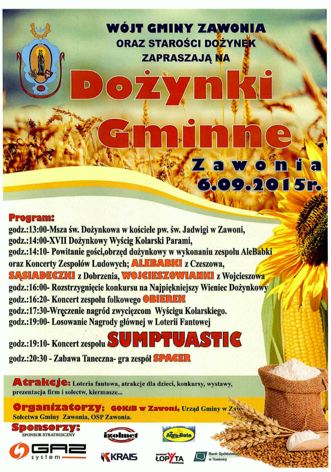 Zawonia zaprasza na dożynki