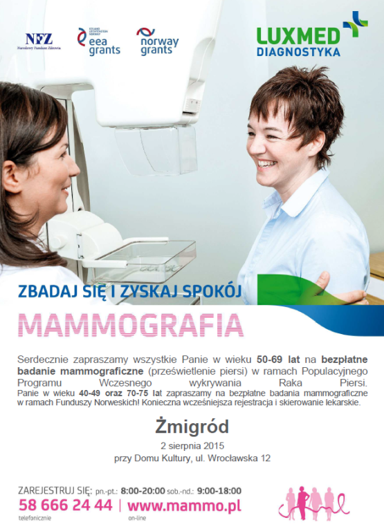 Bezpłatna mammografia w Żmigrodzie
