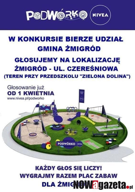 Razem wygrajmy plac zabaw dla naszych pociech.
