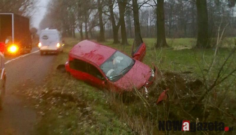 Zjechała do rowu i ... dostała mandat