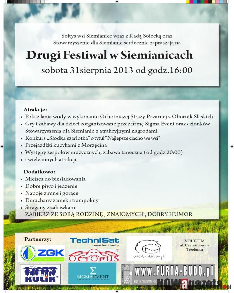 Zapraszamy na festyn w Siemianicach