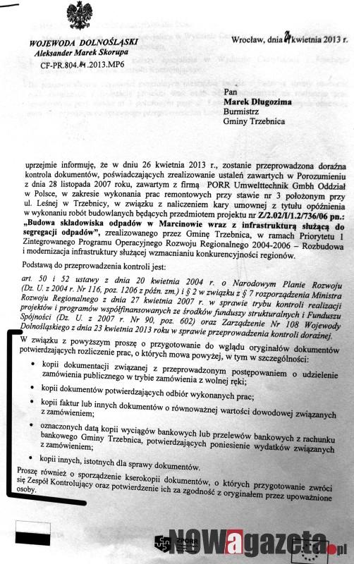 Burmistrz Długozima nie chciał wpuścić kontrolerów wojewody