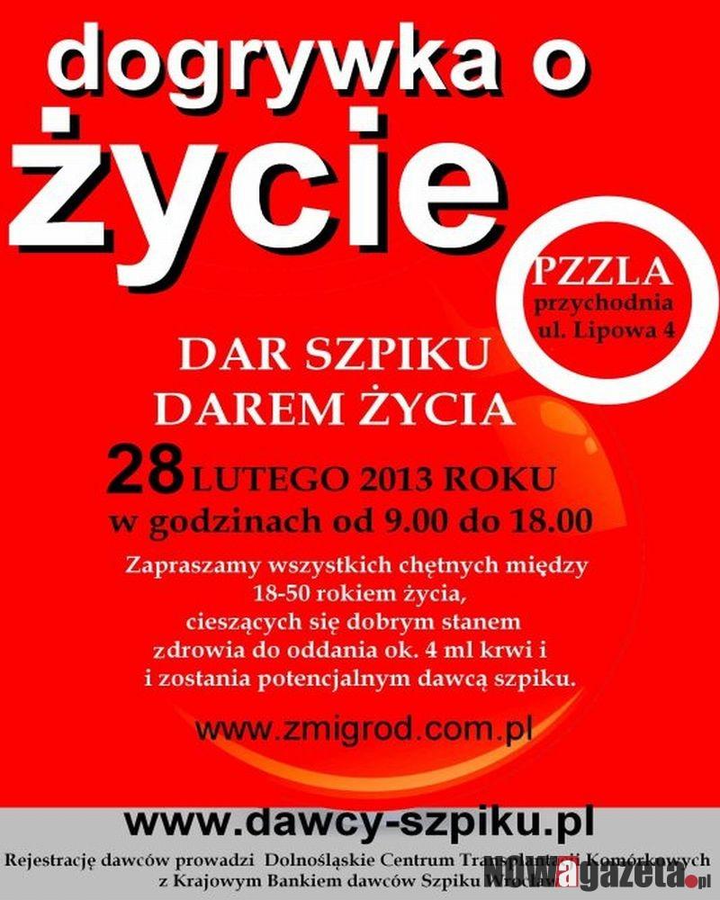 Żmigrodzianie chcą oddać szpik