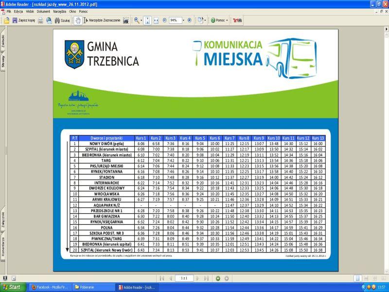 Zmiana rozkładu jazdy miejskiego przewoźnika
