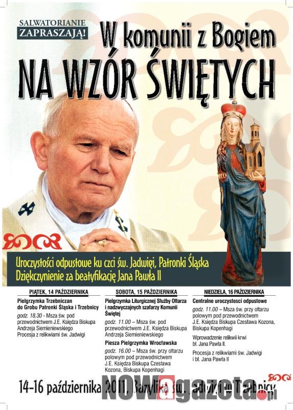 Program uroczystości odpustowych ku czci św. Jadwigi Śląskiej Trzebnica, 14 - 16 października