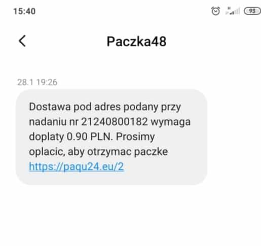 SMS z prośbą o dopłaty do paczki to oszustwo!