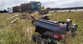 Dachował i wypadł z S5. Wypadek w okolicy Krościny Wielkiej
