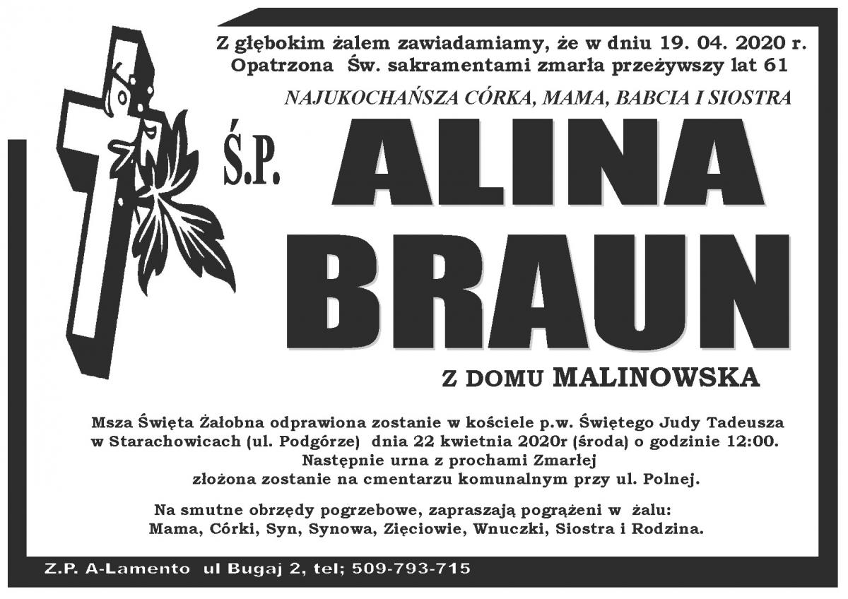 Ś.P. Alina Braun z domu Malinowska (nekrolog)