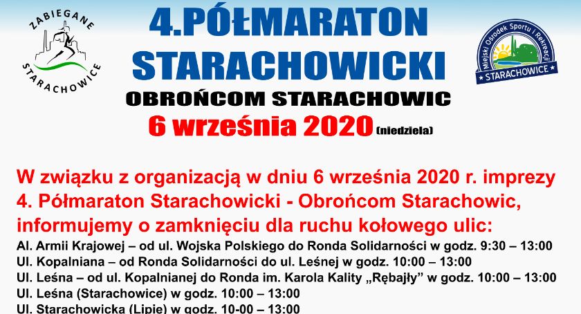 Uwaga kierowcy! W niedzielę bieg, a w związku z nim...