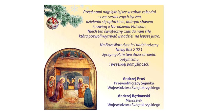 Życzenia składa Przewodniczący Sejmiku i Marszałek Województwa Świętokrzyskiego