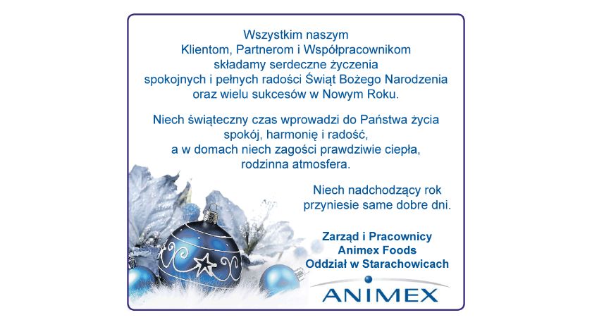 Życzenia od firmy ANIMEX S.A.