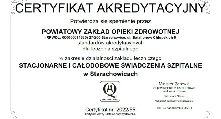 Starachowicki szpital z akredytacją Ministerstwa Zdrowia