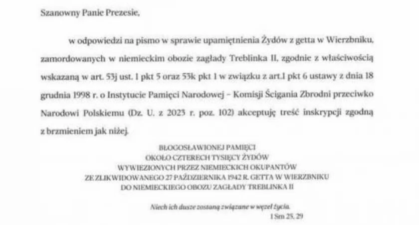  Polanski Foundation chce w Starachowicach tablicy z inskrypcją pamięci wierzbnickich Żydów
