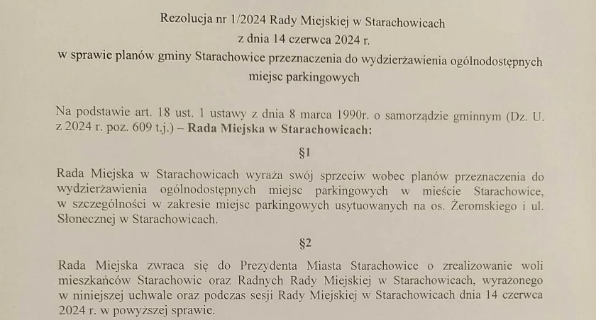 Radni ze Starachowic postulują o rezolucję w sprawie parkingów, nie zyskali większości