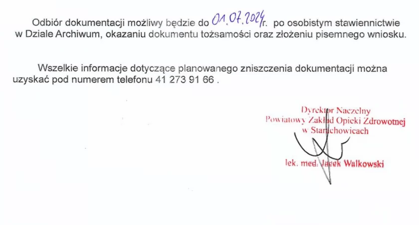 PZOZ niszczy dokumentację medyczną! Ostatnia szansa, by ją odebrać!