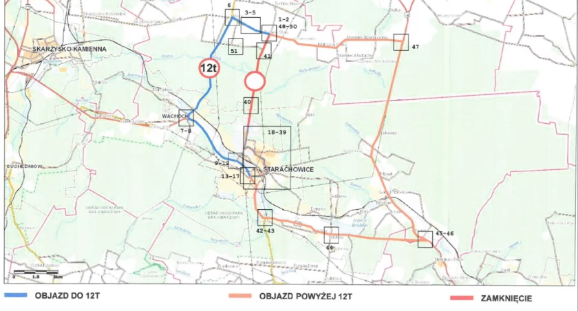 Zamknięta droga Tychów Stary - Starachowice. Wyznaczono objazdy