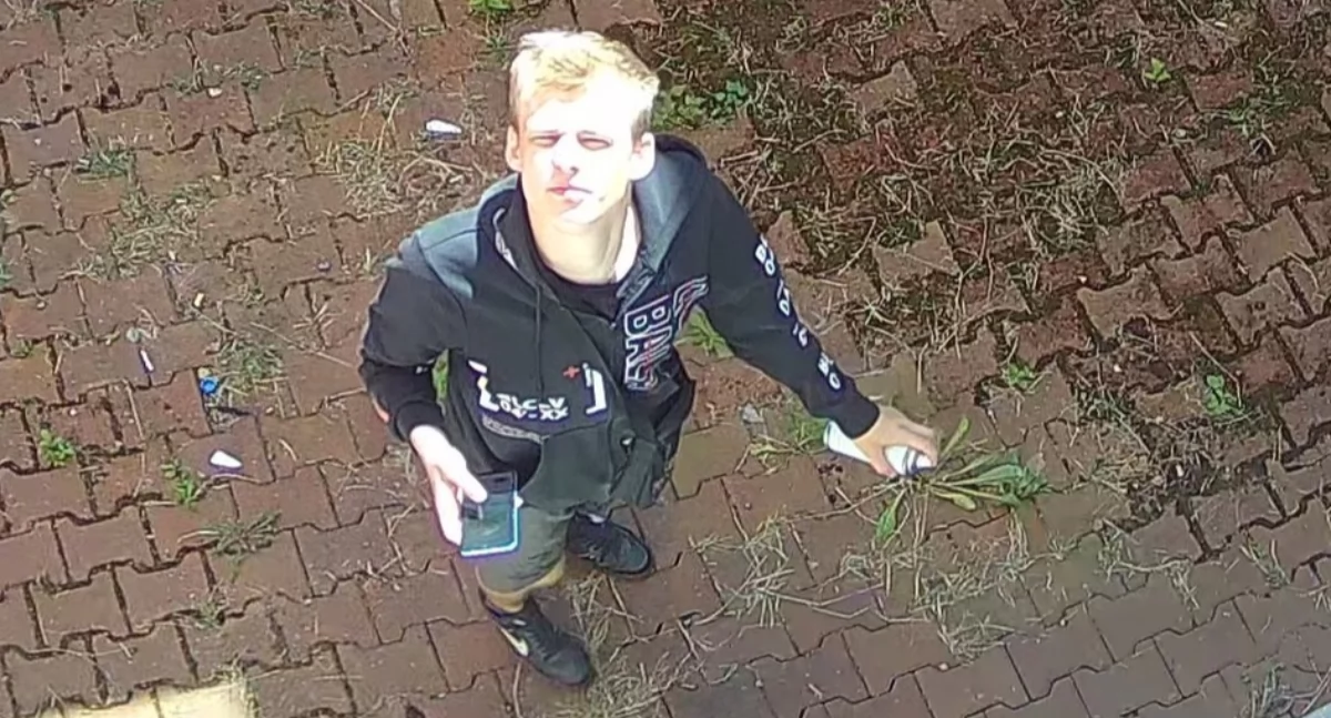 Zniszczył elewację szkoły, dziś szukają go policjanci. Tak wygląda sprawca