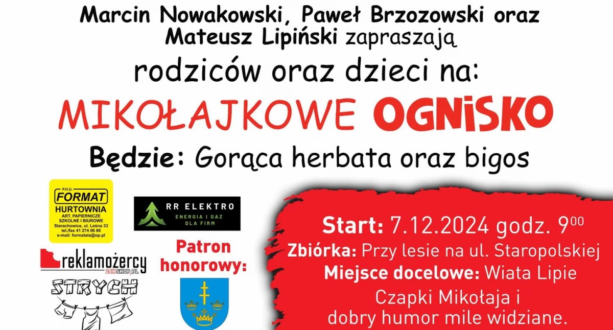 Mikołajkowe ognisko dla Patryka Niekłania i Klary Dudek. Marcin Nowakowski, Paweł Brzozowski oraz Mateusz Lipiński zapraszają