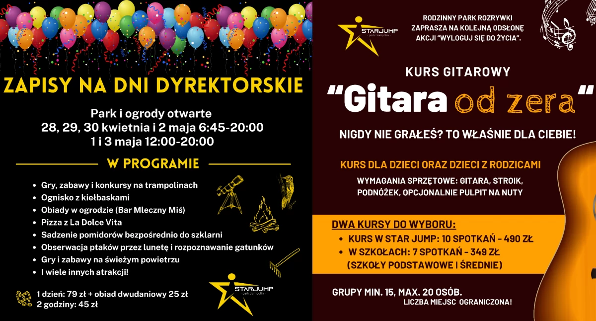 Aktywne dni dyrektorskie i gitarowa przygoda – wiosna pełna atrakcji w STAR JUMP!
