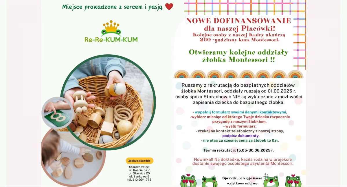 Bezpłatne oddziały żłobka Montessori w Starachowicach ruszają z rekrutacją