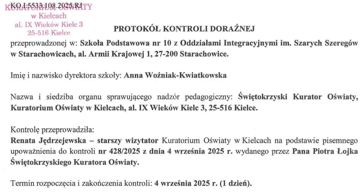 Wesele w Dubaju. Jest protokół z kontroli Kuratorium Oświaty w Kielcach w Szkole Podstawowej nr 10 w Starachowicach