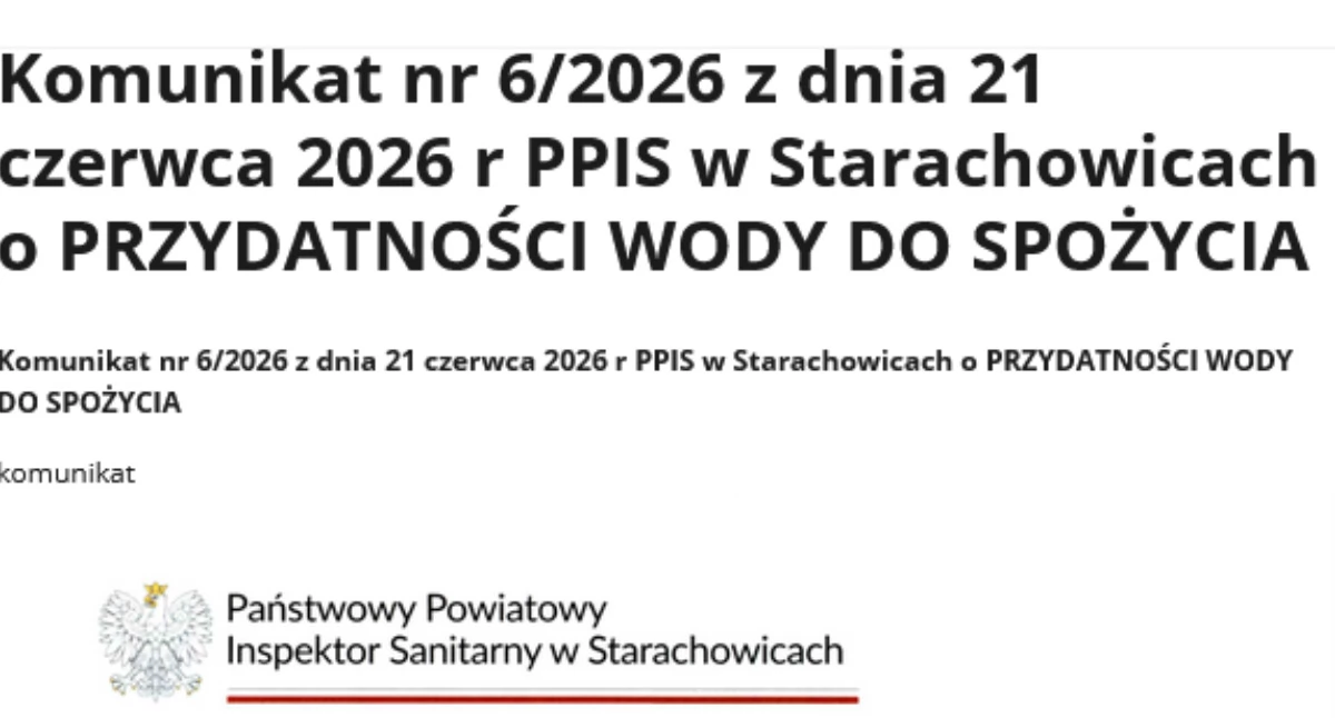 Pilne! Woda w Starachowicach znowu bezpieczna! Sanepid wydał oficjalny komunikat